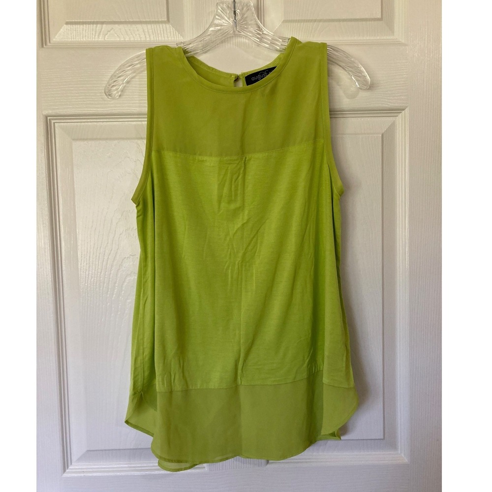 August Silk Sleeveless Top Citron Medium Sheer Office Casual Minimalist Bright